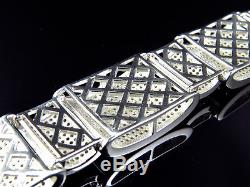 Mens Icy White Gold Over Sterling Silver Simulated Diamond XL Link Bracelet 8.5
