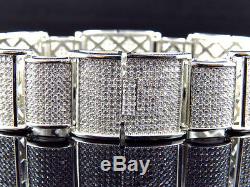 Mens Icy White Gold Over Sterling Silver Simulated Diamond XL Link Bracelet 8.5