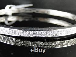 Mens/Ladies White Gold Finish Diamond Bangle Bracelet 8.5 Inch 2.0 Ct