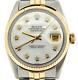 Mens Rolex 14k Gold/Stainless Steel Datejust Jubilee withWhite MOP Diamond Dial