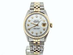 Mens Rolex 14k Gold/Stainless Steel Datejust Jubilee withWhite MOP Diamond Dial