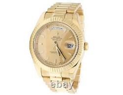 Mens Rolex 18K Yellow Gold Day-Date II 41MM President 218238 Fluted Bezel Watch