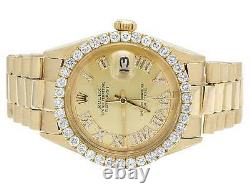 Mens Rolex 18K Yellow Gold Presidential Datejust 36MM Diamond Watch 3.5 Ct