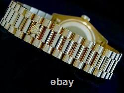 Mens Rolex 18k Yellow Gold Day Date President Watch FACTORY Diamond Dial 18038