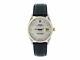 Mens Rolex Date 2tone 14k Gold/Steel Black Leather Watch White MOP Diamond Dial