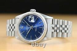 Mens Rolex Datejust 16234 Blue Dial 18k White Gold & Stainless Steel Watch