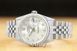 Mens Rolex Datejust 16234 Factory Diamond Dial 18k White Gold/ss Steel Watch