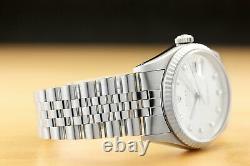Mens Rolex Datejust 16234 Factory Diamond Dial 18k White Gold/ss Steel Watch