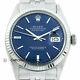 Mens Rolex Datejust 18K White Gold & Stainless Steel Blue Dial Watch