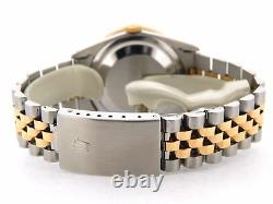 Mens Rolex Datejust 18k Gold and Steel Watch Blue Diamond Dial 1.4ct Bezel 16233