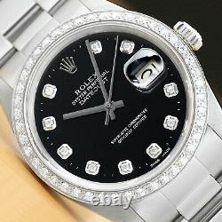 Mens Rolex Datejust 18k White Gold Diamond Bezel & Steel Quickset Watch