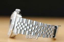 Mens Rolex Datejust 18k White Gold Pyramid Diamond & Steel Black Dial Watch