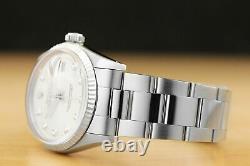 Mens Rolex Datejust 18k White Gold & Stainless Steel Diamond Watch 16014