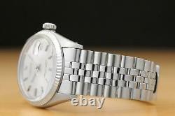 Mens Rolex Datejust 18k White Gold & Steel Silver Dial Watch + Rolex Folded Band