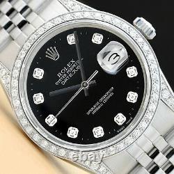 Mens Rolex Datejust 18k White Gold/steel Watch + Diamond Bezel & Diamond Lugs