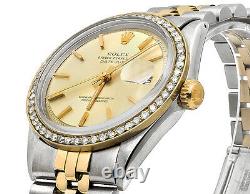 Mens Rolex Datejust 2 Tone 18k Gold 36MM Steel Jubilee Band Diamond Watch 2 CT