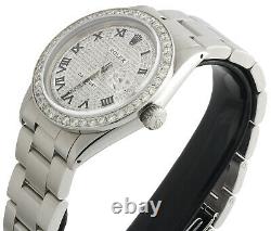 Mens Rolex Datejust 36mm Roman # Diamond Dial Watch Oyster Stainless Steel 4 CT