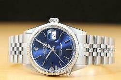 Mens Rolex Datejust Blue Dial 18k White Gold & Stainless Steel Quickset Watch