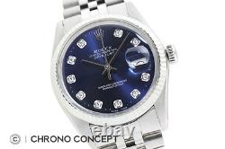 Mens Rolex Datejust Blue Diamond Dial 18K White Gold / Stainless Steel Watch