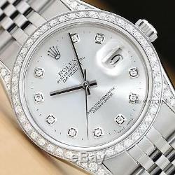 Mens Rolex Datejust Diamond Bezel, Dial, & Lugs 18k White Gold/steel Watch