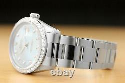 Mens Rolex Datejust Ice Blue Dial 18k White Gold Diamond Bezel & Steel Watch