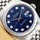 Mens Rolex Datejust Oyster Perpetual 18k White Gold Diamond Quickset Watch 16014