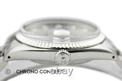 Mens Rolex Datejust Quickset 18K White Gold & Steel Gray Diamond Dial Watch