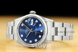 Mens Rolex Datejust Quickset 18k White Gold & Stainless Steel Blue Dial Watch