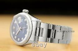 Mens Rolex Datejust Quickset 18k White Gold & Stainless Steel Blue Dial Watch