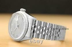 Mens Rolex Datejust Quickset Gray Roman Dial 18k White Gold & Steel Watch