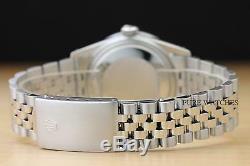 Mens Rolex Datejust Red Vignette Diamond Ruby 18k White Gold & Steel Watch 16014