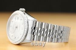 Mens Rolex Datejust Silver Dial Diamond Bezel 18k White Gold & Steel Watch