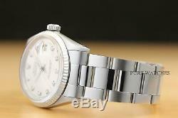 Mens Rolex Datejust Silver Diamond Dial Watch + Rolex 18k White Gold Bezel