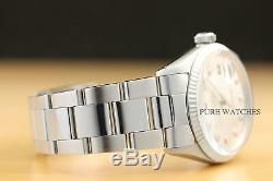 Mens Rolex Datejust Silver Diamond Dial Watch + Rolex 18k White Gold Bezel