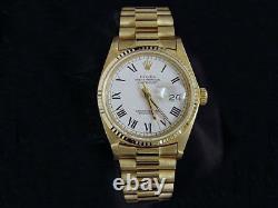 Mens Rolex Datejust Solid 18K Yellow Gold Watch President Style Band Roman Dial