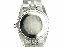 Mens Rolex Datejust Stainless Steel Watch 18K White Gold Bezel Black Dial 16014