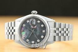 Mens Rolex Datejust Tahitian Mop Diamond Dial Quickset Watch + Rolex Band
