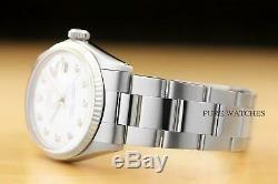 Mens Rolex Datejust White Diamond Dial 18k White Gold & Stainless Steel Watch