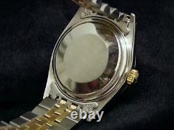 Mens Rolex Datejust Yellow Gold Stainless Steel Watch Silver Diamond Dial 16013