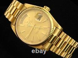 Mens Rolex Day-Date President 18K Yellow Gold Watch Champagne Quickset 18038