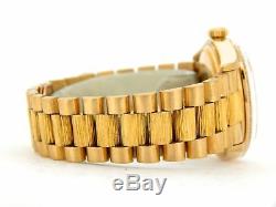 Mens Rolex Day-Date President 18k Yellow Gold Watch Bark Diamond Dial Bezel