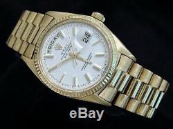 Mens Rolex Day-Date President Solid 18K Yellow Gold Watch White Vintage 1803