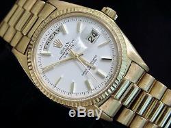 Mens Rolex Day-Date President Solid 18K Yellow Gold Watch White Vintage 1803