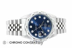 Mens Rolex Diamond Datejust 18K White Gold Pyramid Diamond Bezel & Steel Watch