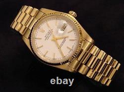 Mens Rolex Solid 18K Yellow Gold Datejust withWhite Dial & President Style Band