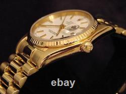 Mens Rolex Solid 18K Yellow Gold Datejust withWhite Dial & President Style Band