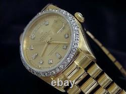 Mens Rolex Solid 18k Yellow Gold Day Date President Diamond Dial & Bezel 18038