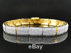 Mens Sterling Silver White Lab Diamond Bracelet in Yellow Gold Finish 7.5MM