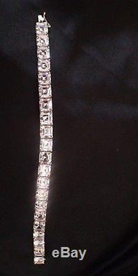 Mens Tennis Bracelet White Asscher cut Diamond 42.54cts 14k White Gold