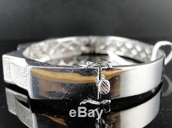 Mens White Gold Finish Diamond Bangle Bracelet 8.5 Inch 2.5 Ct